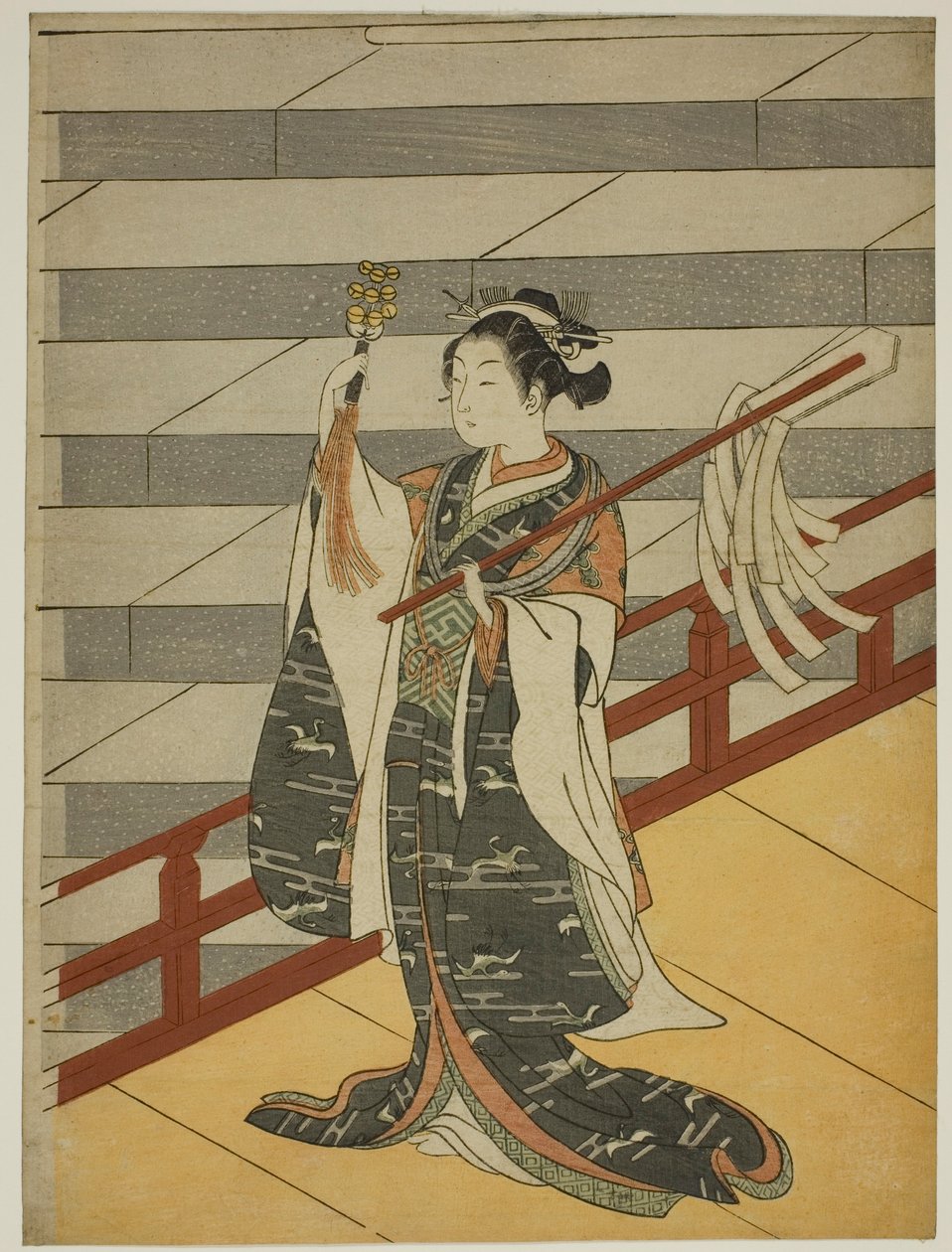 Kagura-danseren af Suzuki Harunobu