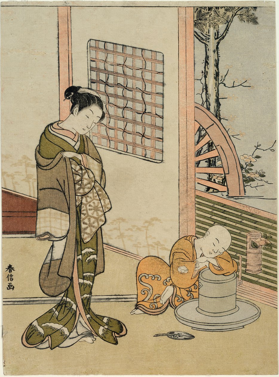 The Sleeping Tea-Boy (parodi på Hokaso) af Suzuki Harunobu