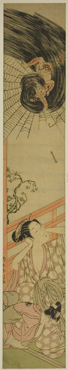 The Smitten Thunder God, der leverer et kærlighedsbrev til en kurtisane af Suzuki Harunobu