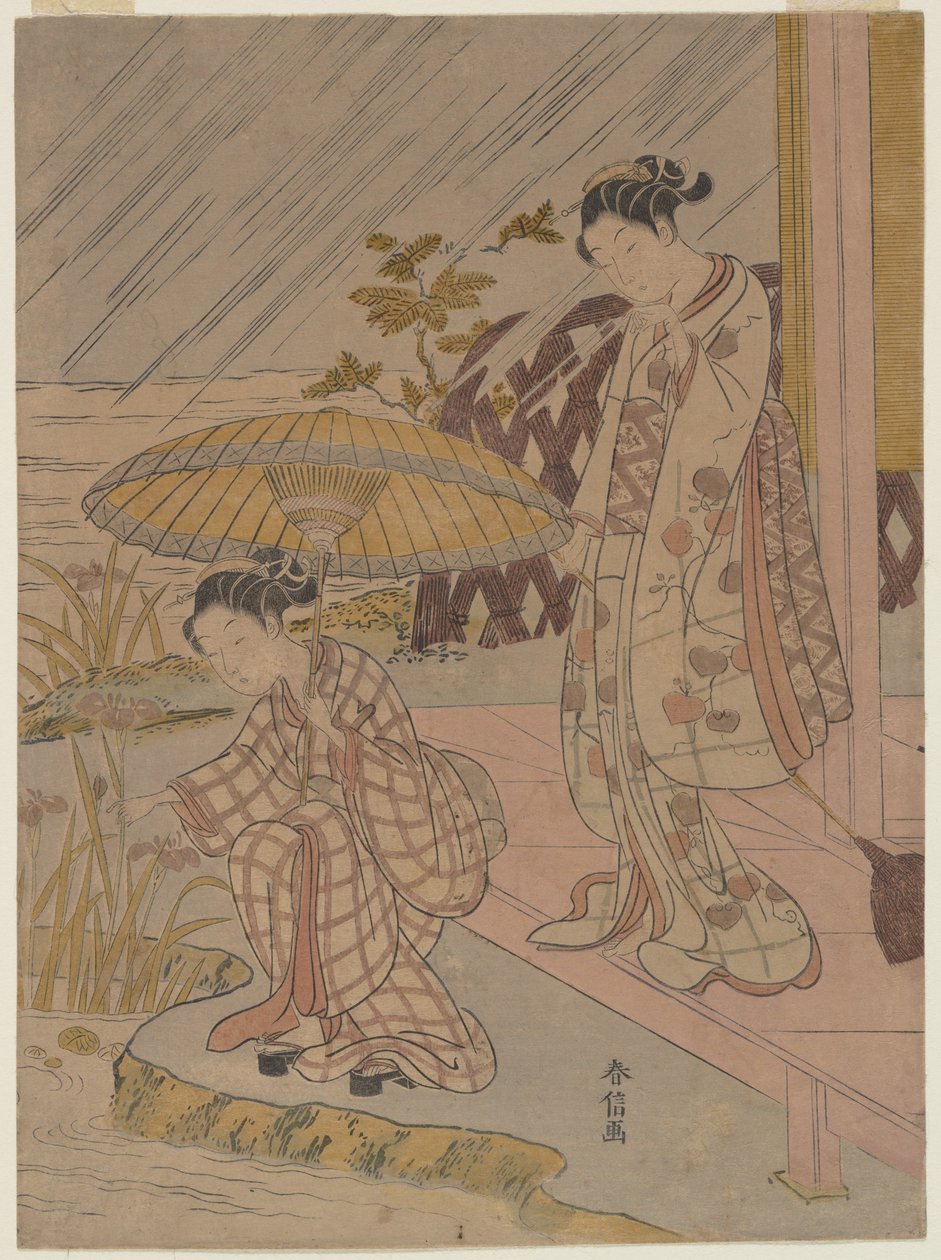 Iris i regnen af Suzuki Harunobu