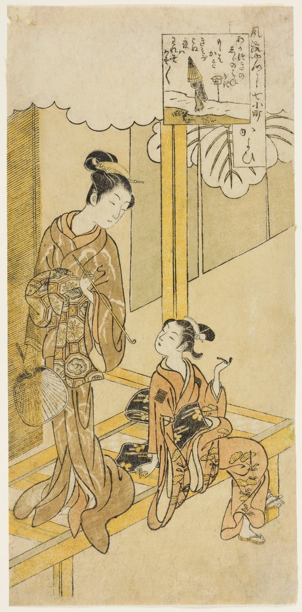 Visiting (Kayoi), from the series "The Seven Fashionable Aspects of Komachi (Furyu yatsushi nana Komachi)" af Suzuki Harunobu