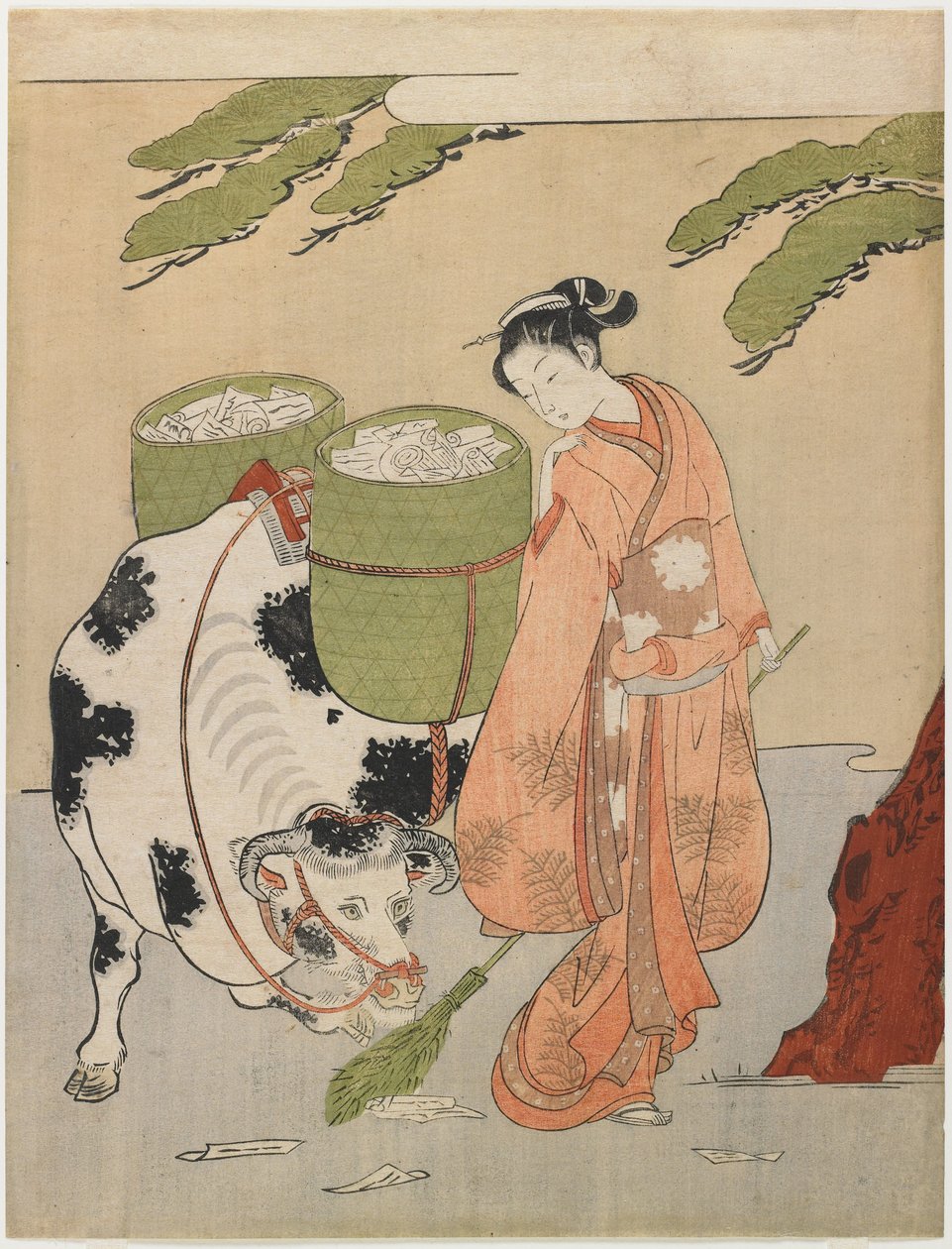 Visuel parodi på en oksehyrde af Suzuki Harunobu