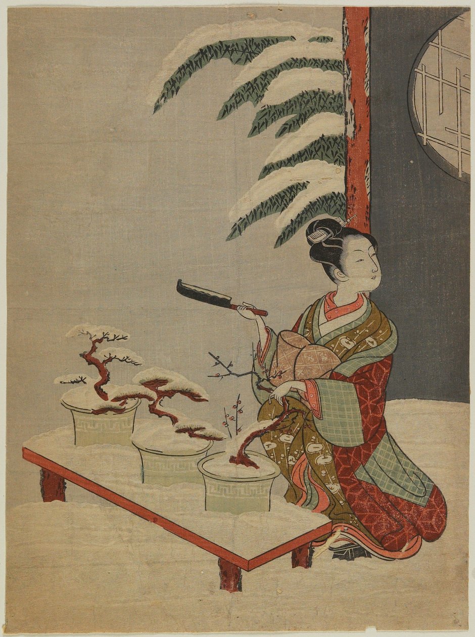 Visuel parodi på Noh-stykket »Hachi no ki« af Suzuki Harunobu