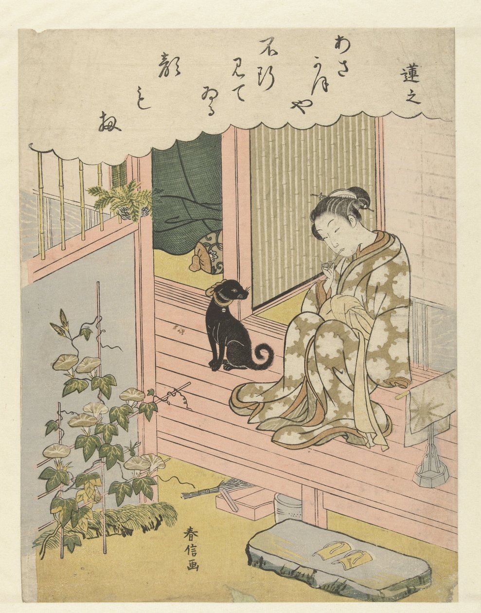 Kvinde ser på vinde Renshi (titel på objekt) Fem elegante blækfarver (serietitel) Furyu goshikizumi (serietitel) af Suzuki Harunobu