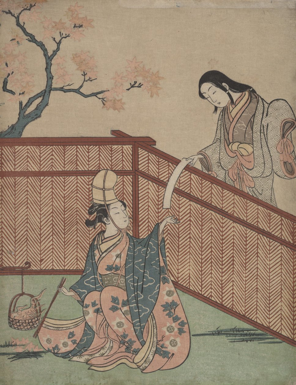 Warming the Sake af Maple Leaf Fire. af Suzuki Harunobu