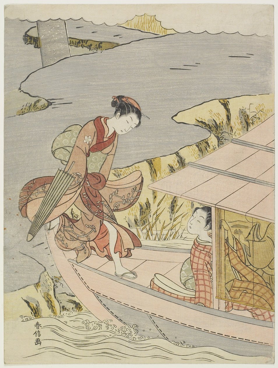 Kvinde om bord på en båd, ca. 1767 af Suzuki Harunobu