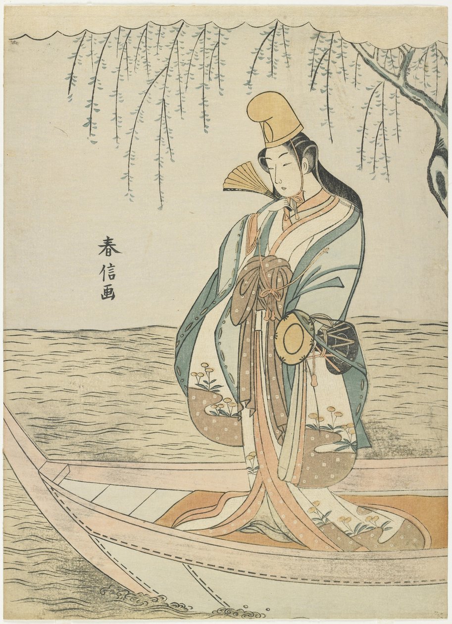 Kvinde i en Asazuma-båd i skikkelse af Shirabyo_shi, ca. 1767 af Suzuki Harunobu