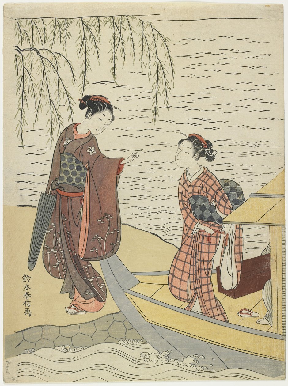Kvinder på vej fra en båd, ca. 1767 af Suzuki Harunobu