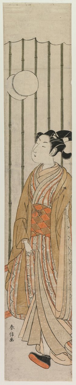 Ung mand spiller fodbold af Suzuki Harunobu