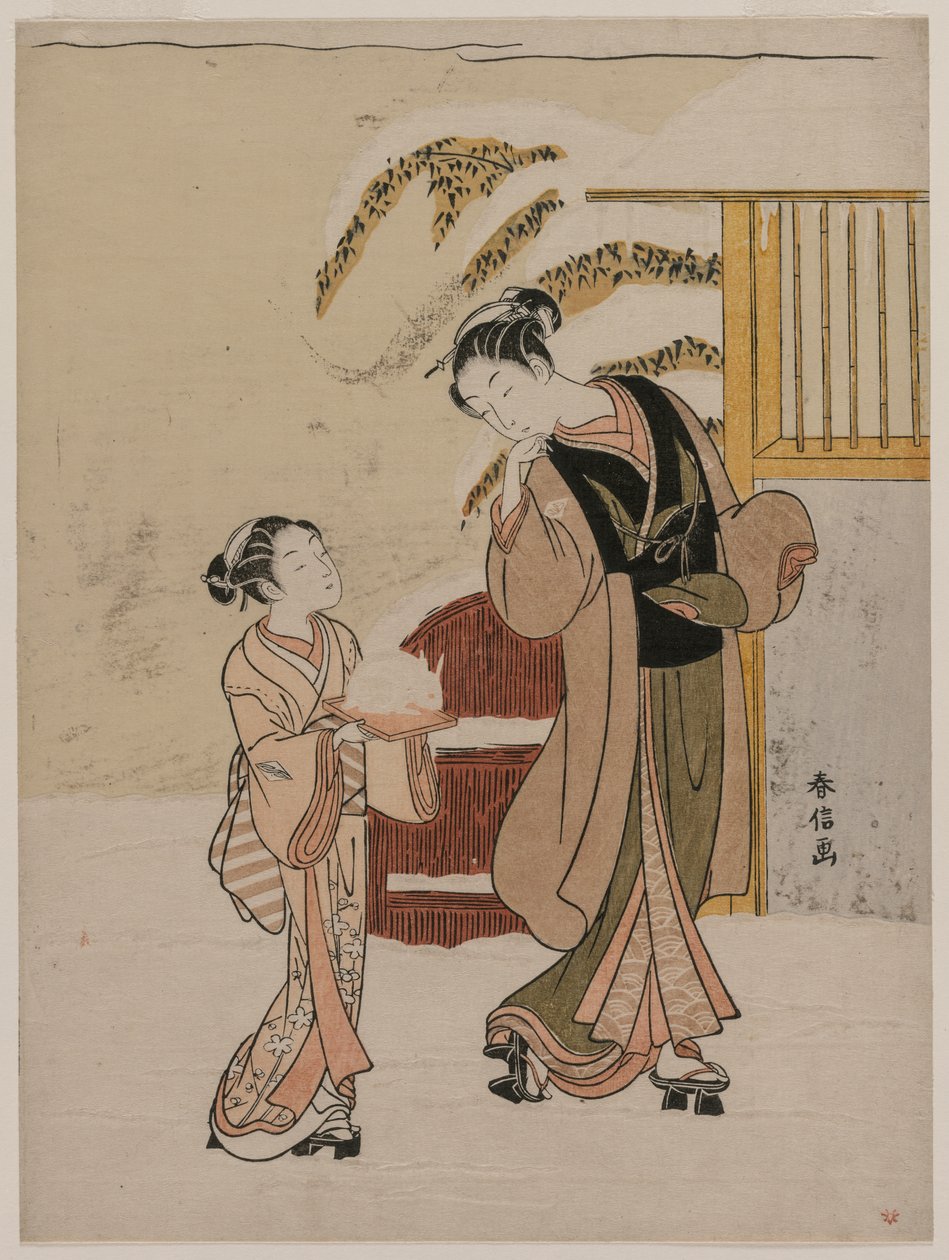 Ung kvinde beundrer en snekanin af Suzuki Harunobu