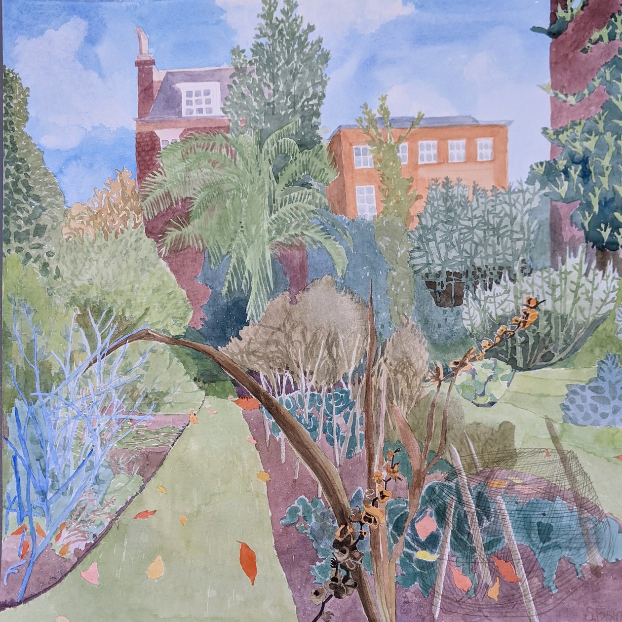 Chelsea Physic Garden, 2020 (akvarel på papir) af Suzy Fasht