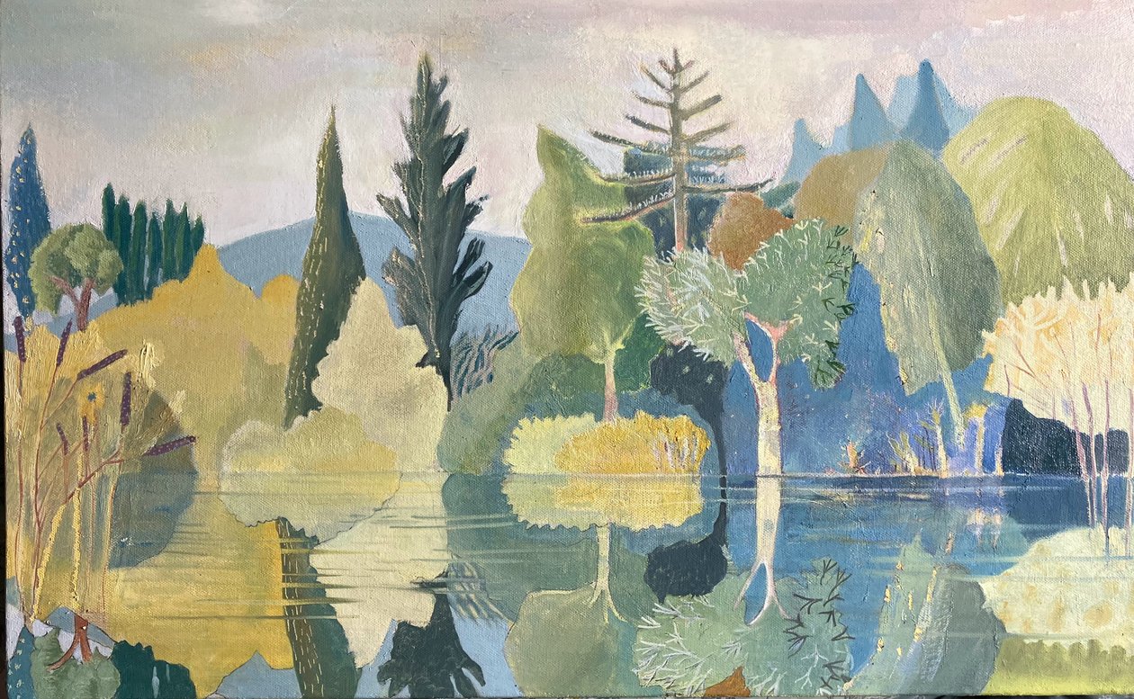 Den stille sø, 2024 (olie på lærred) af Suzy Fasht