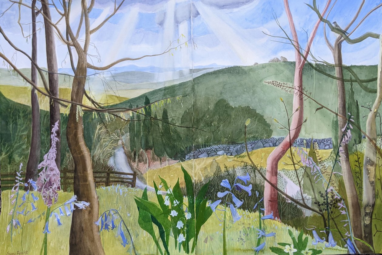 This Green and Pleasant Land, Dartmoor, 2022 (akvarel på papir) af Suzy Fasht