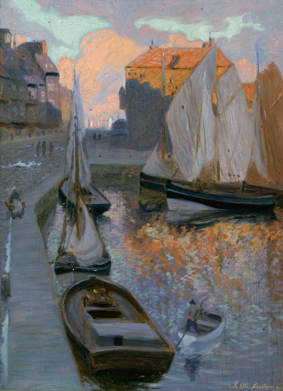 Havnen i Honfleur af Sven Otto Lindstrom