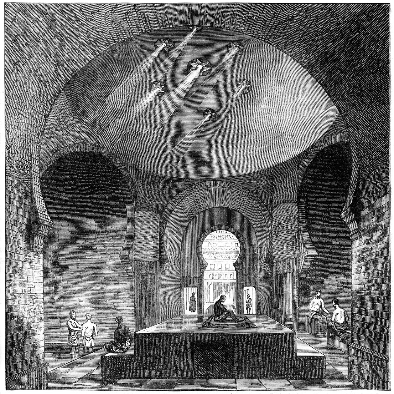 Et tyrkisk bad i Jermyn Street, London, 1891. af Swain