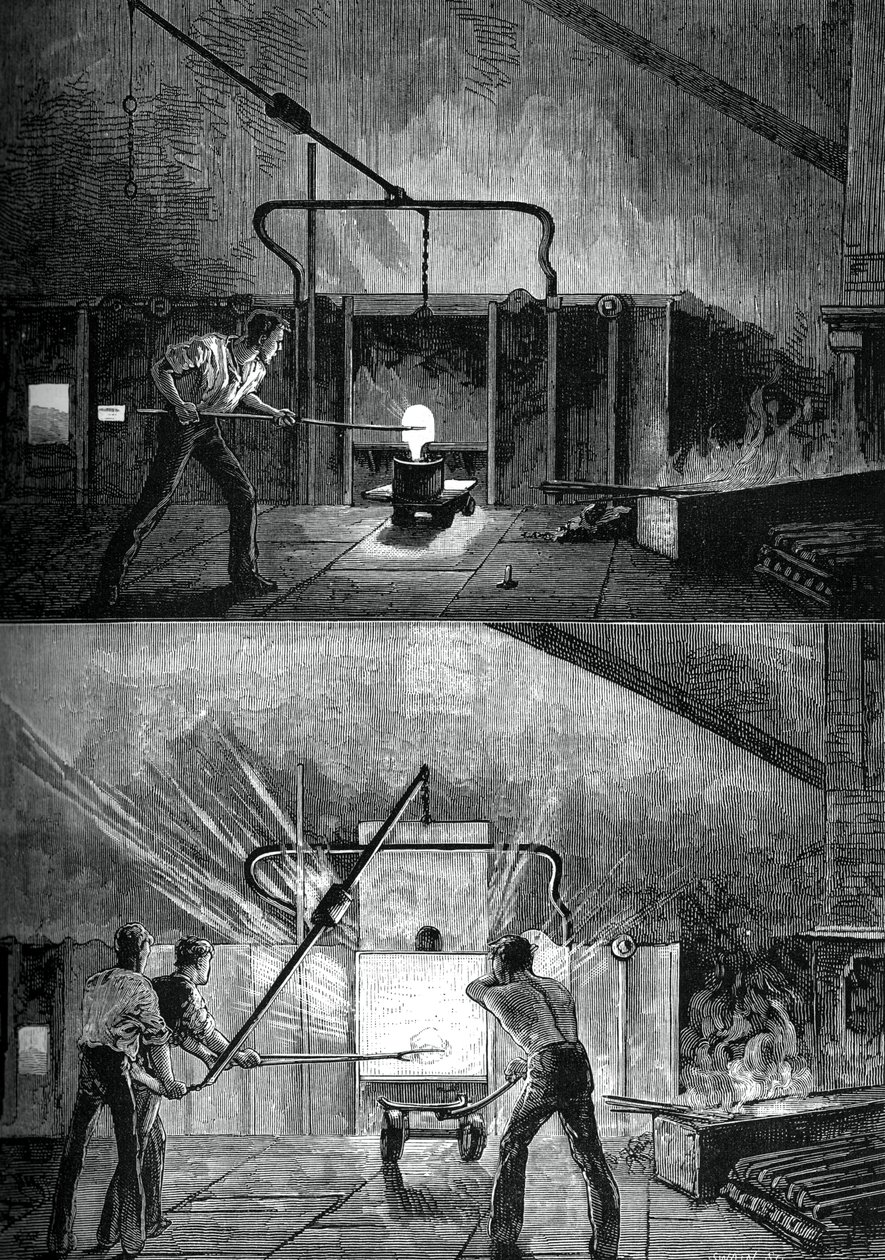 Puddlers at work, c1880. af Swain