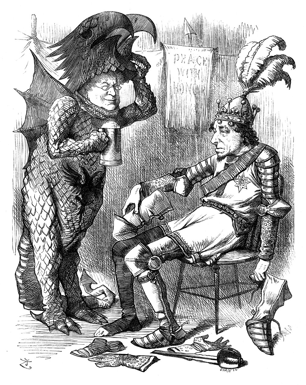 St George og dragen efter forestillingen, 1878. af Swain