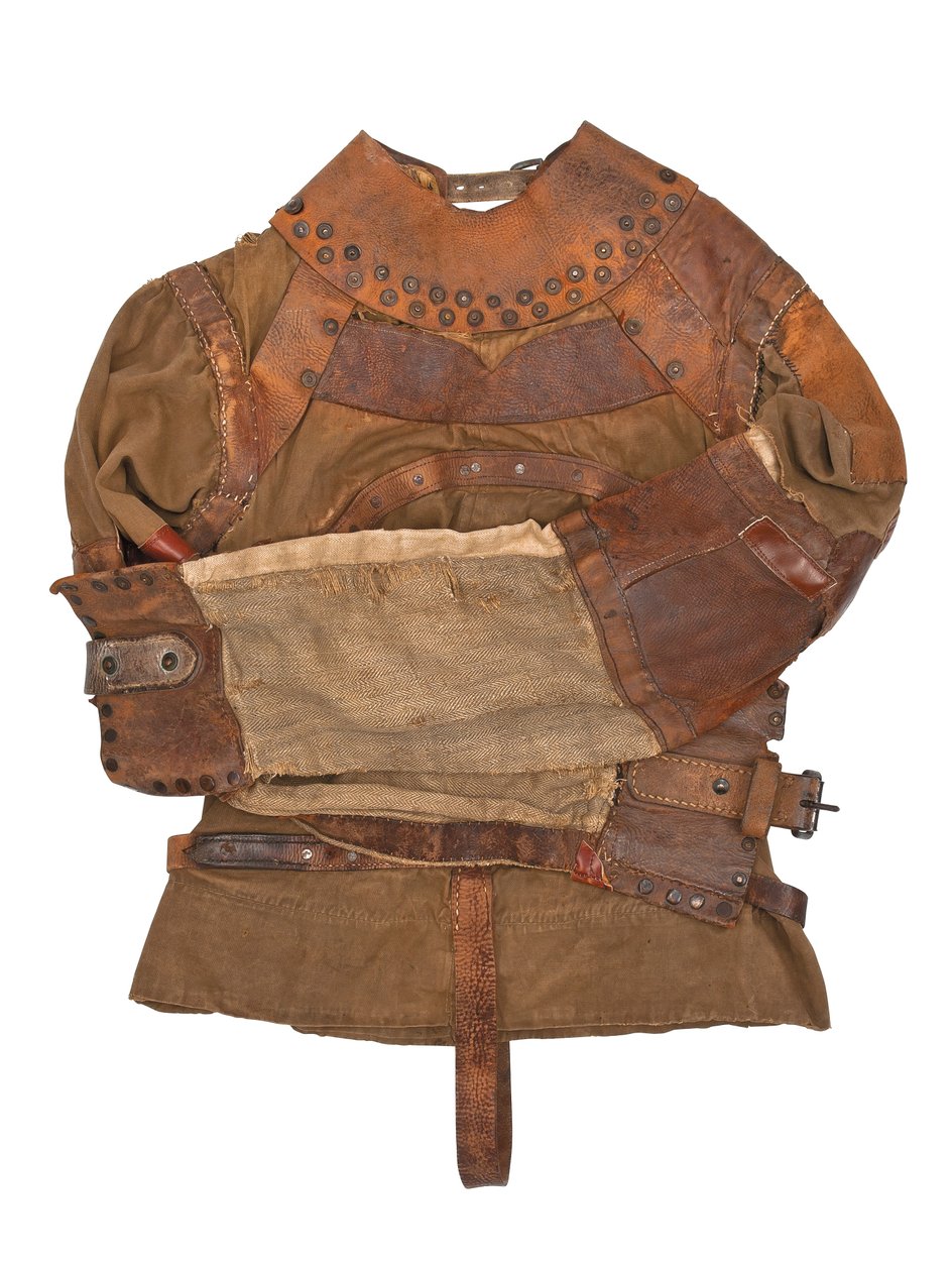 Spændetrøje ejet af Harry Houdini, ca. 1915 (khaki kanvas, læder og metalnitter) af Swanfeldt Tent and Awning Co.