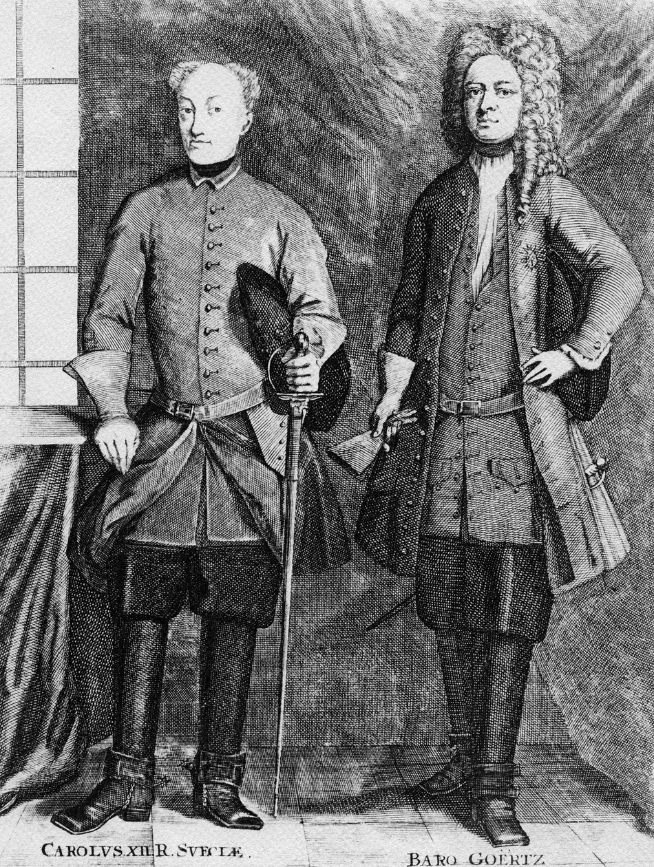 Karl XII af Sverige med sin rådgiver baron Gortz af Swedish School