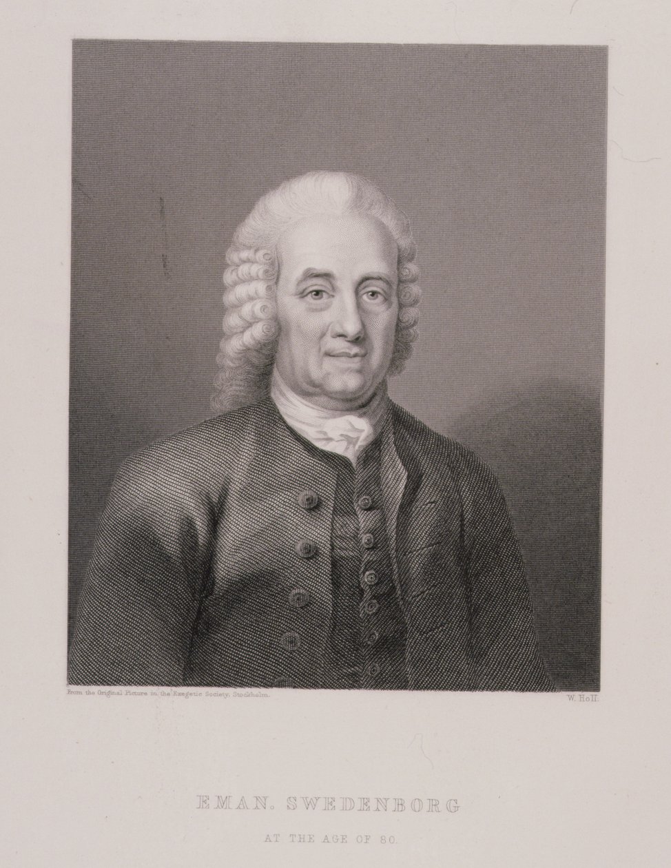 Emanuel Swedenborg (1688-1772) i en alder af 80, graveret af W. Holl, fra World Religion, udgivet af A. Fullarton & Co. af Swedish School