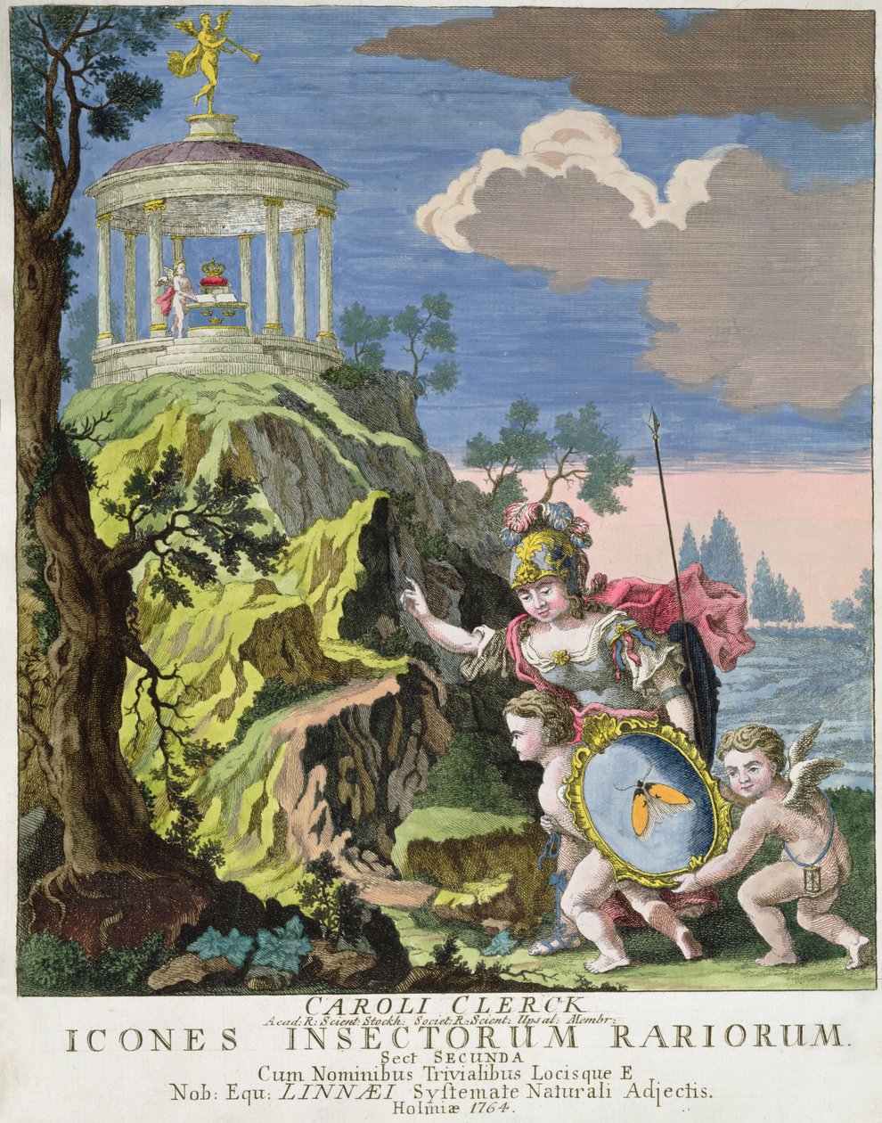 Frontispice of Icons Insects Rariorum af C. Clerck, Sverige, 1764 af Swedish School