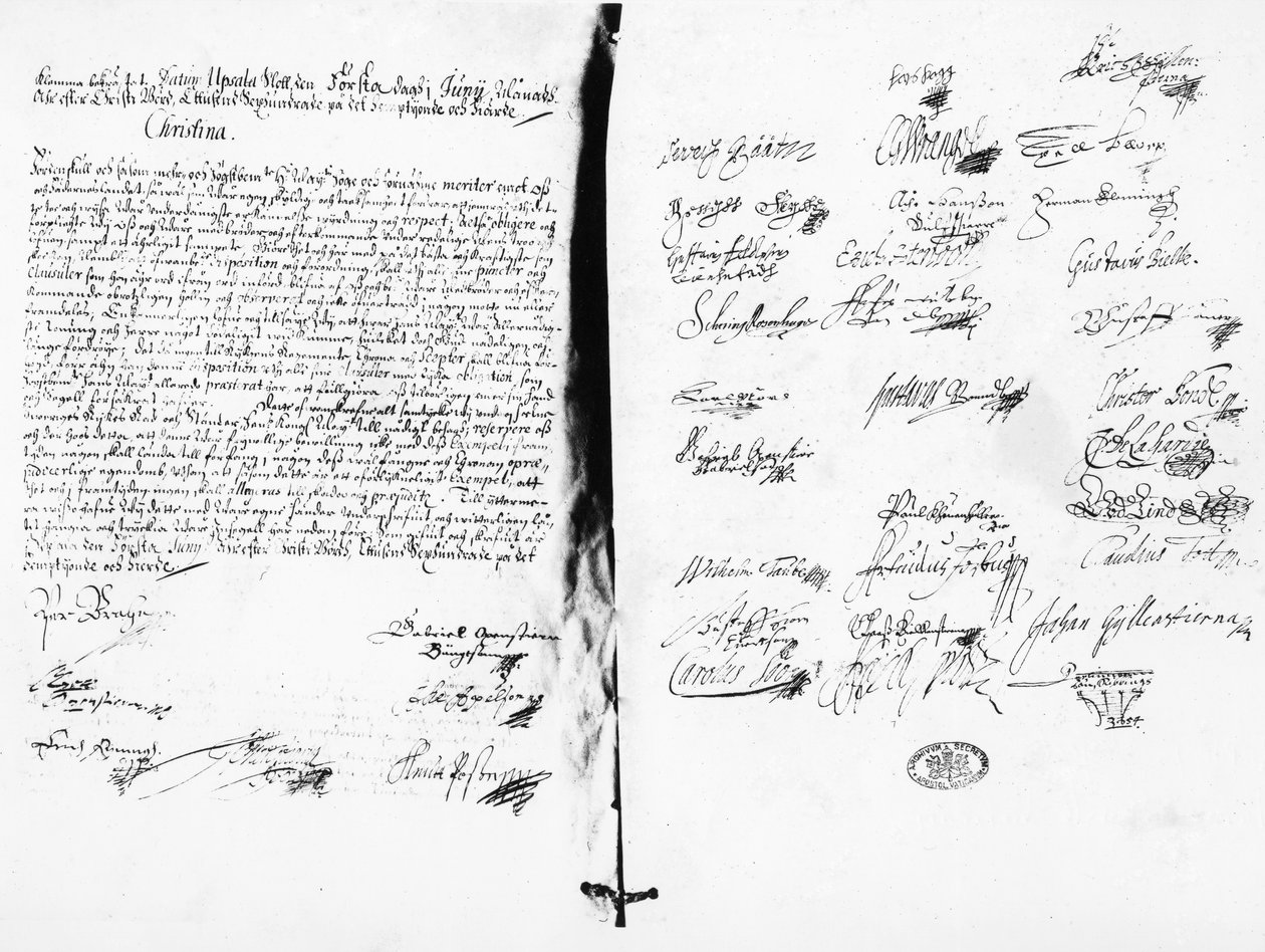 Abdikationserklæringen fra Christina, dronning af Sverige, 1654 (skriftlig) af Swedish School