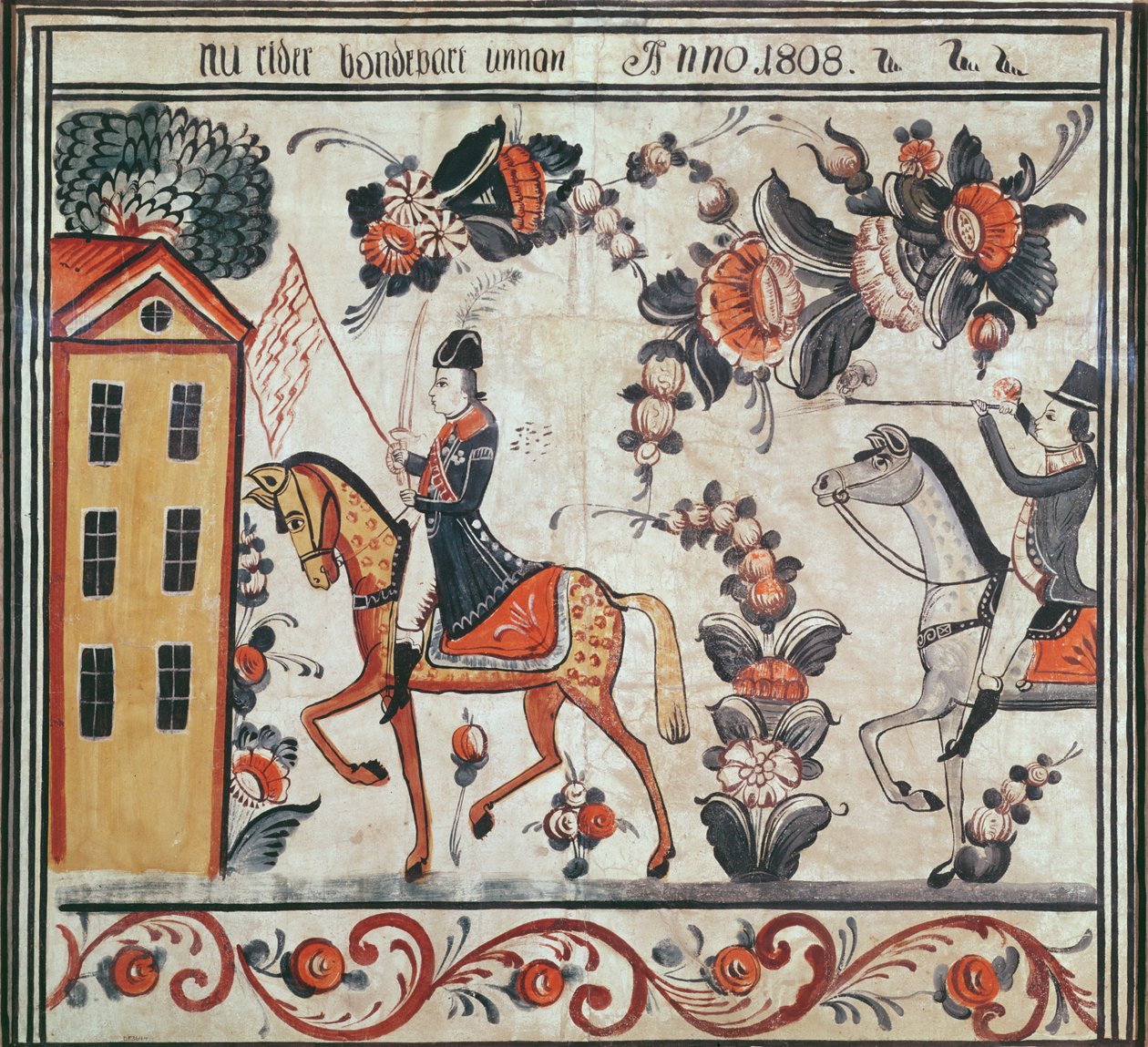 Napoleons flugt, 1808 (wc på papir) af Swedish School