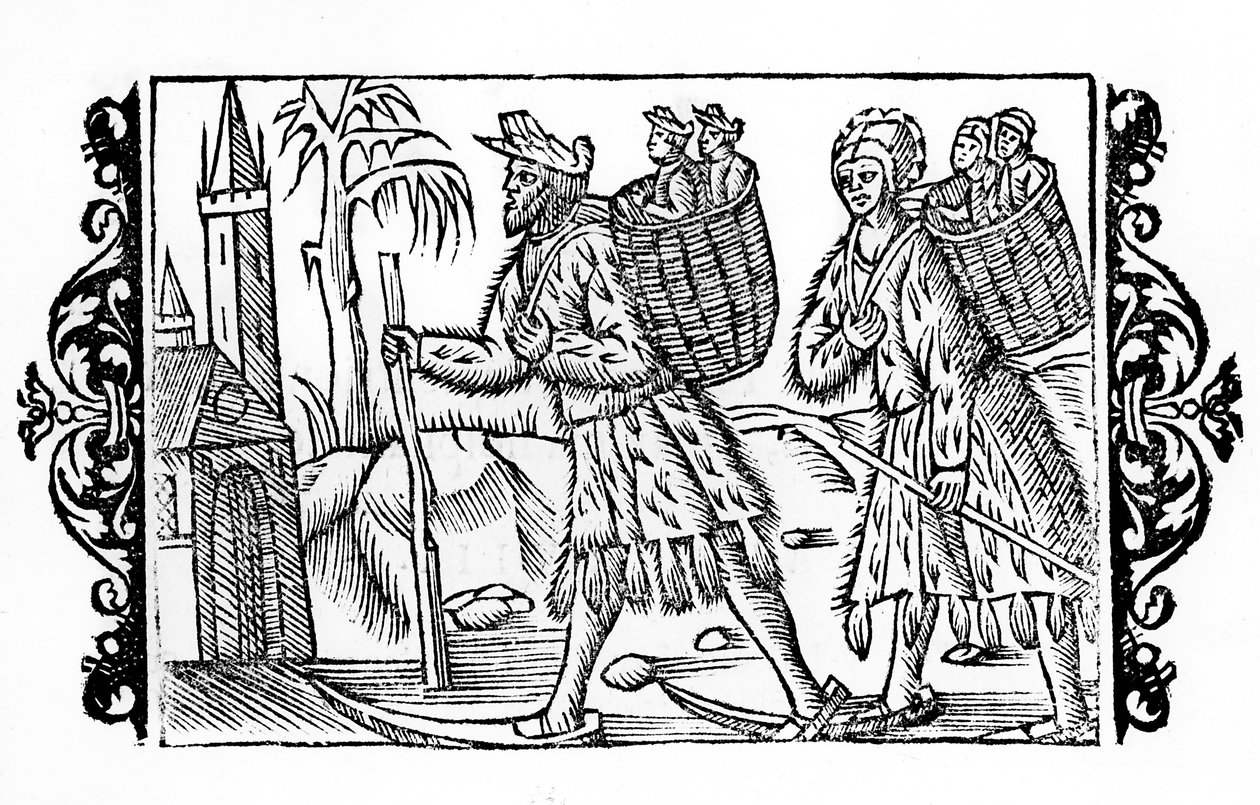 To finner på ski - i "The Northern Nations" af ærkebiskop Olaus Magnus, Sverige af Swedish School