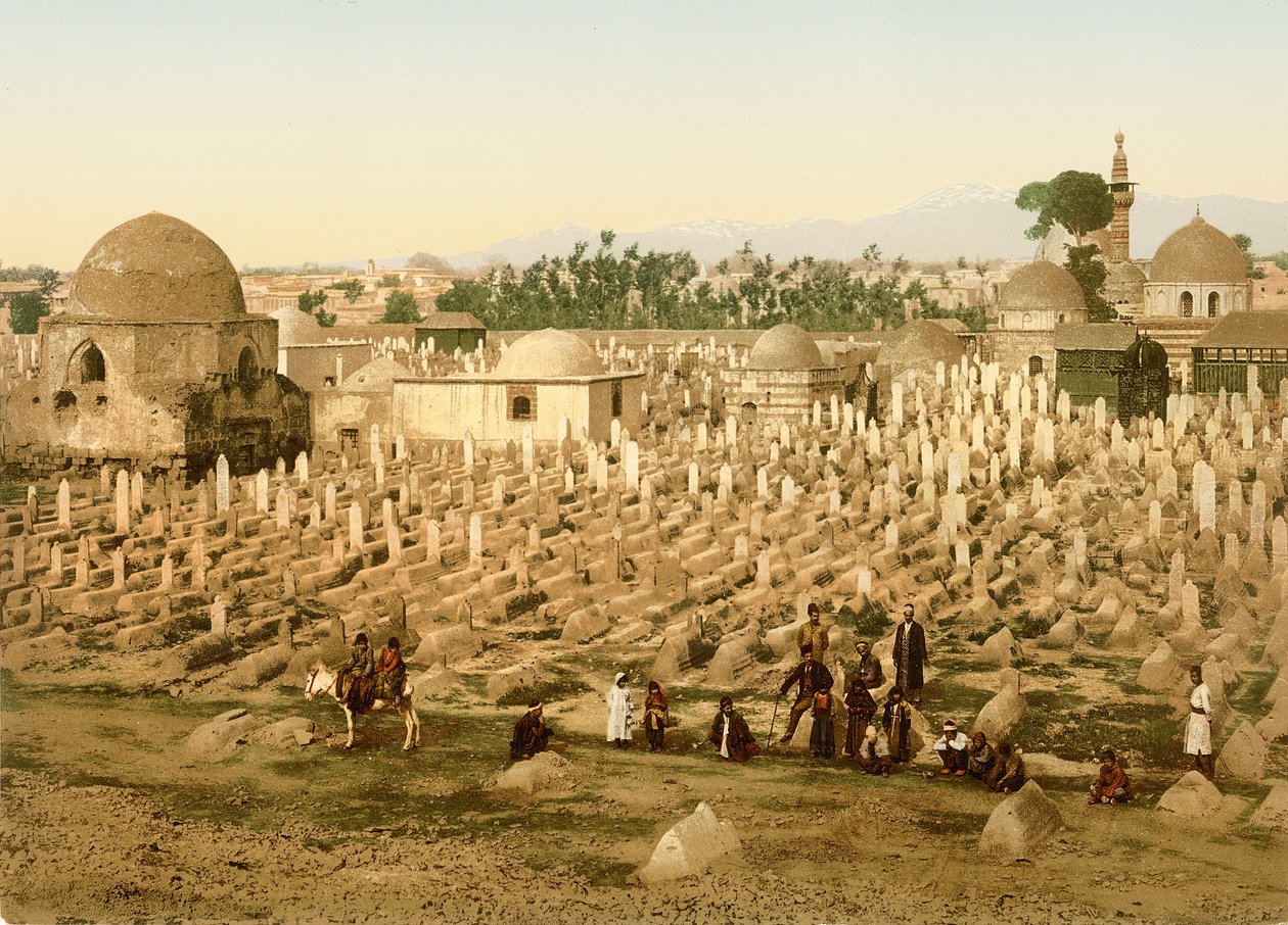 Kirkegården i Meidan, Damaskus, ca. 1880-1900 (fotokrom) af Swiss Photographer