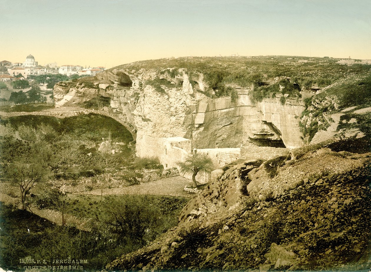 Jeremiahs Grotto, Jerusalem, ca. 1880-1900 (fotokrom) af Swiss Photographer
