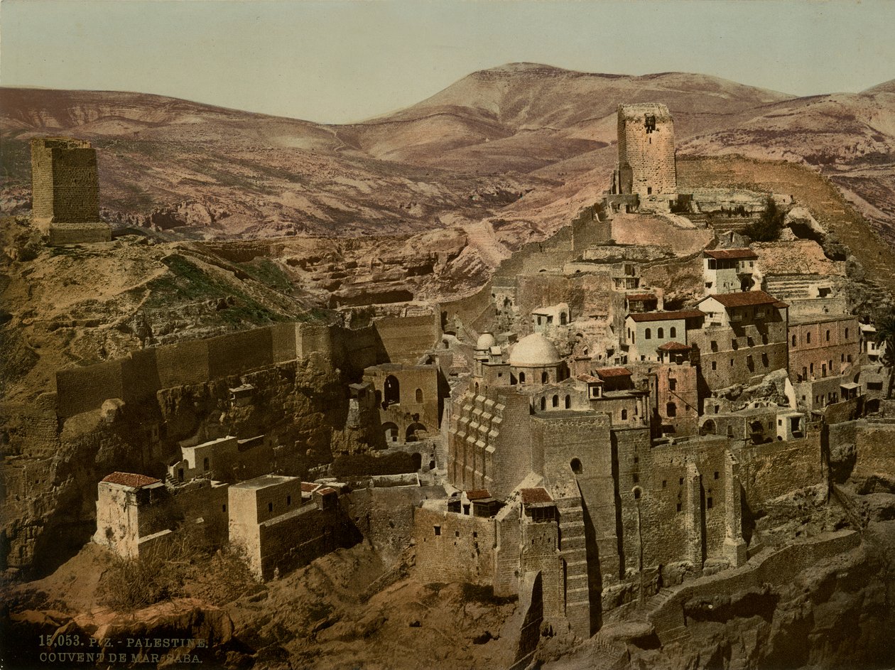 Klosteret Mar Saba, ca. 1880-1900 (fotokrom) af Swiss Photographer