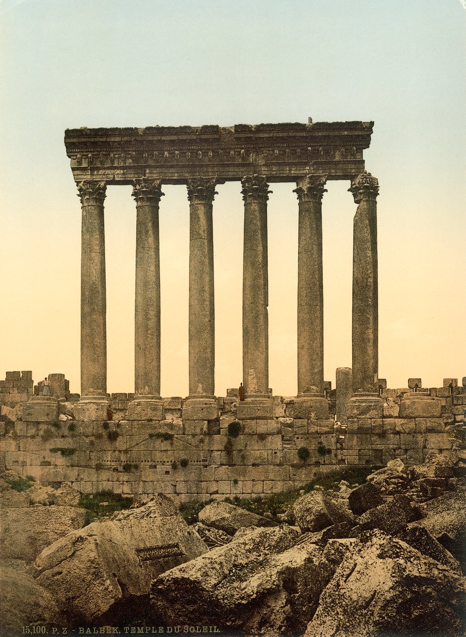 Peristyle af Jupiters tempel, Baalbek, ca. 1880-1900 (fotokrom) af Swiss Photographer
