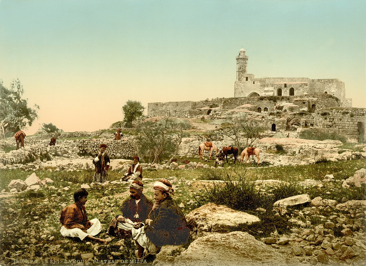 The Crusader Church of St. Samuel (nu en moské) ved Neby Samwil, ca. 1880-1900 (fotokrom) af Swiss Photographer