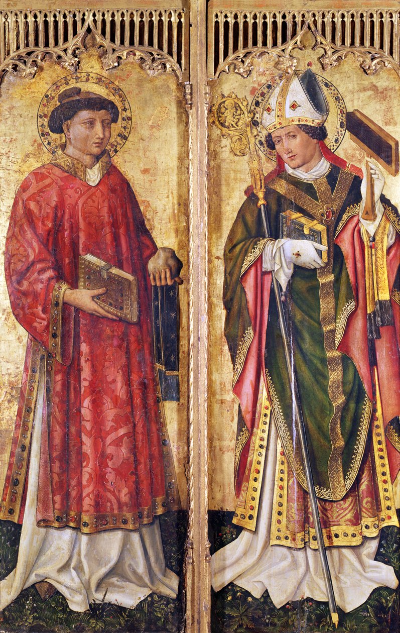 St. Stephen og St. Blaise, fra altertavlen af Pierre Rup, ca. 1450 af Swiss School