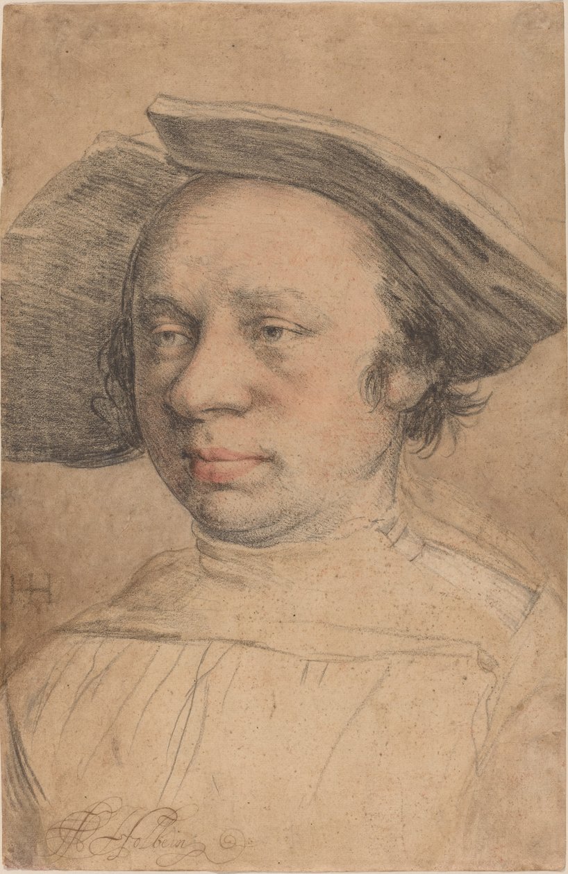 Portræt af en mand i bredskygget hat af Swiss 16th Century after Hans Holbein the Younger