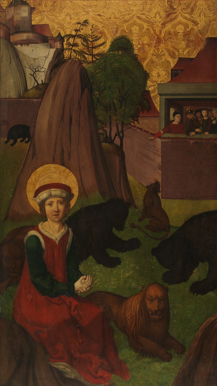 St. Agapitus af Praeneste i Arenaen, int. Halshugningen af ​​den hellige Agapitus..., c1500-1505. af Swiss Painter