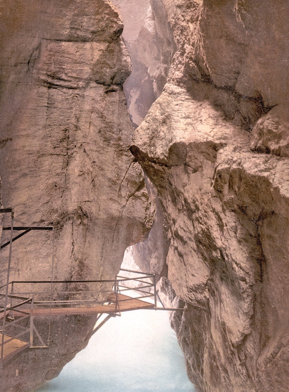 Aare Gorge, nær Meiringen, Schweiz, pub. ca. 1900 af Swiss Photographer