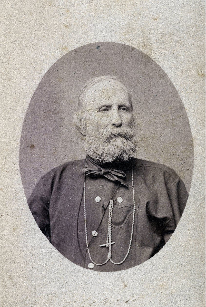 Giuseppe Garibaldi (1807-1882), italiensk politiker. Omkring 1875. Fotografi af Lacomée og Lacroix værksted. Genève. af Swiss Photographer