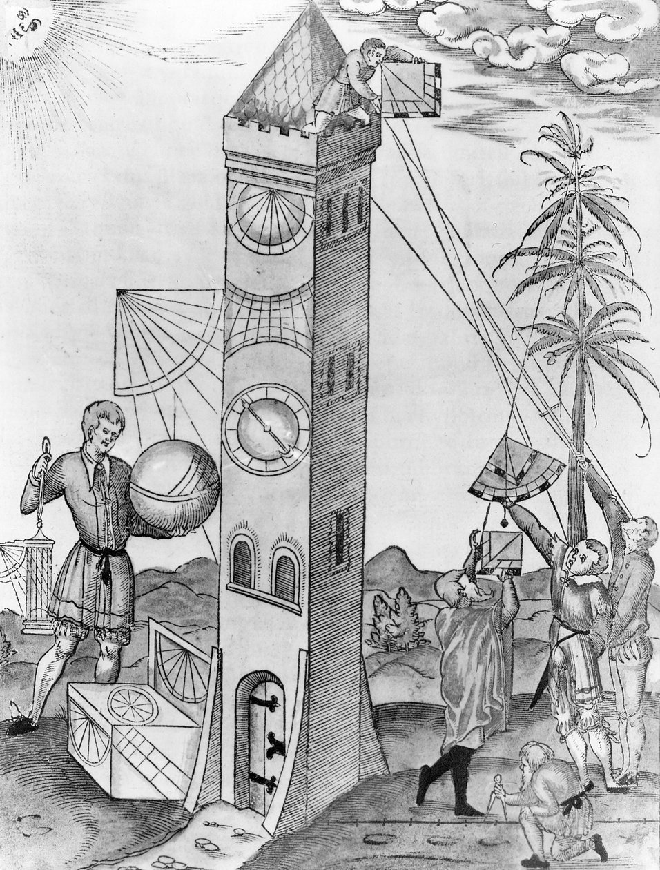 En illustration fra Sebastian Munsters Rudimenta Mathematica, 1551 af Swiss School