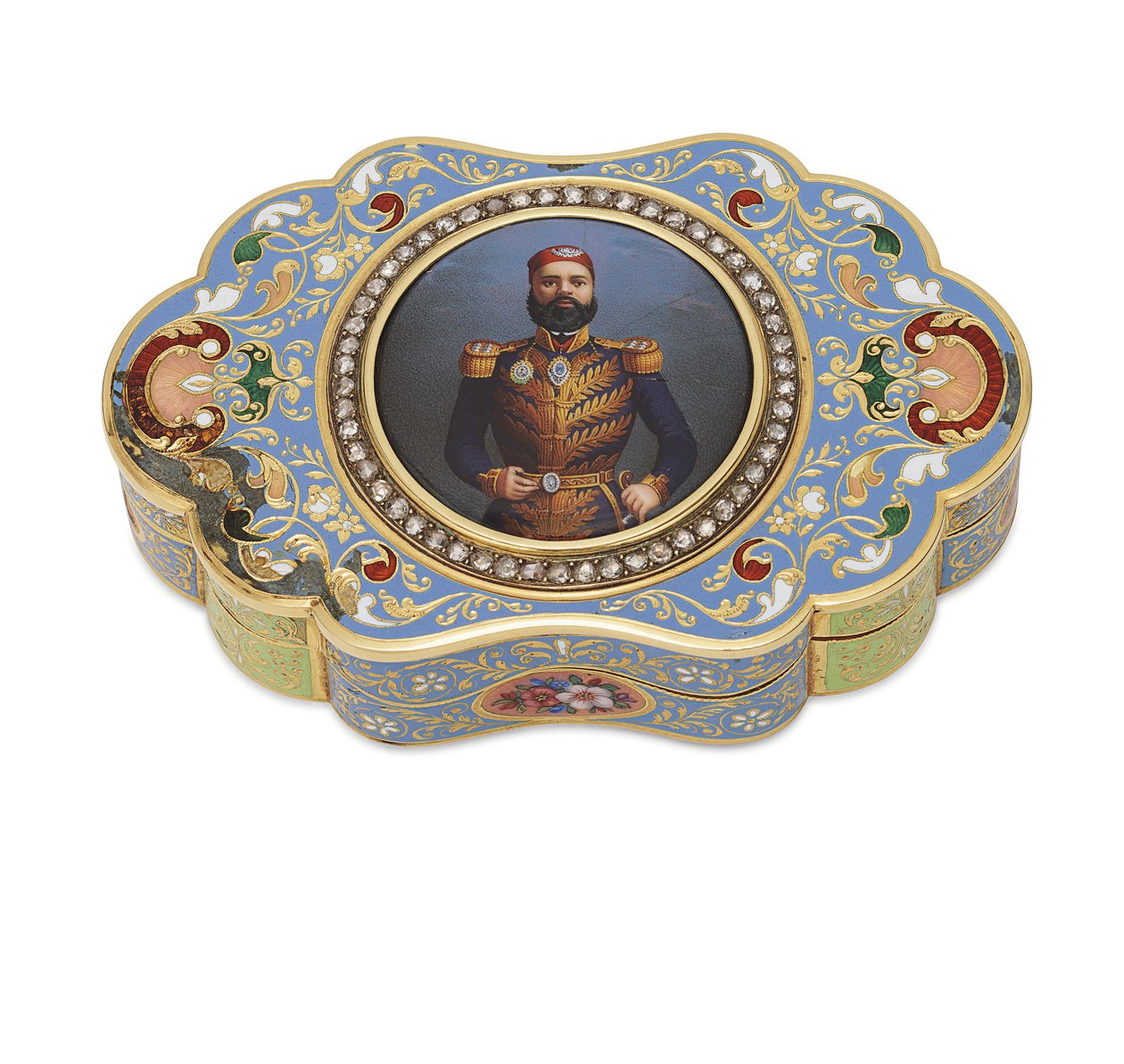 Guldæske med emaljeret portræt af vicekonge Abbas I af Egypten, ca. 1820 (guld, emalje og diamanter) af Swiss School