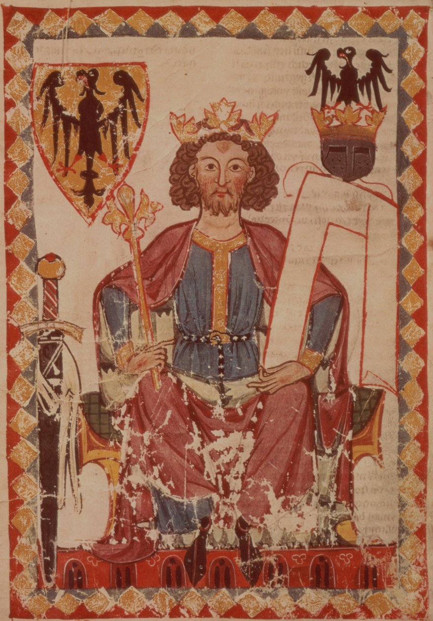 FRK. Pal. kim. 848 Kong Henrik, illustration fra Manesse Codex, en samling høviske kærlighedssange, sandsynligvis fra Zürich, ca. 1300-20 af Swiss School
