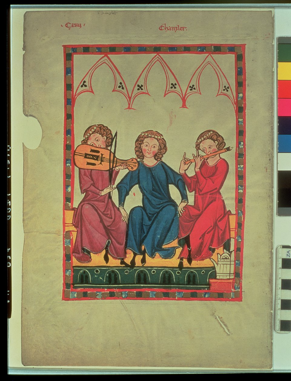 Musikere, fra Manasse Codex, en samling af høviske kærlighedssange, ca. 1300-20 af Swiss School