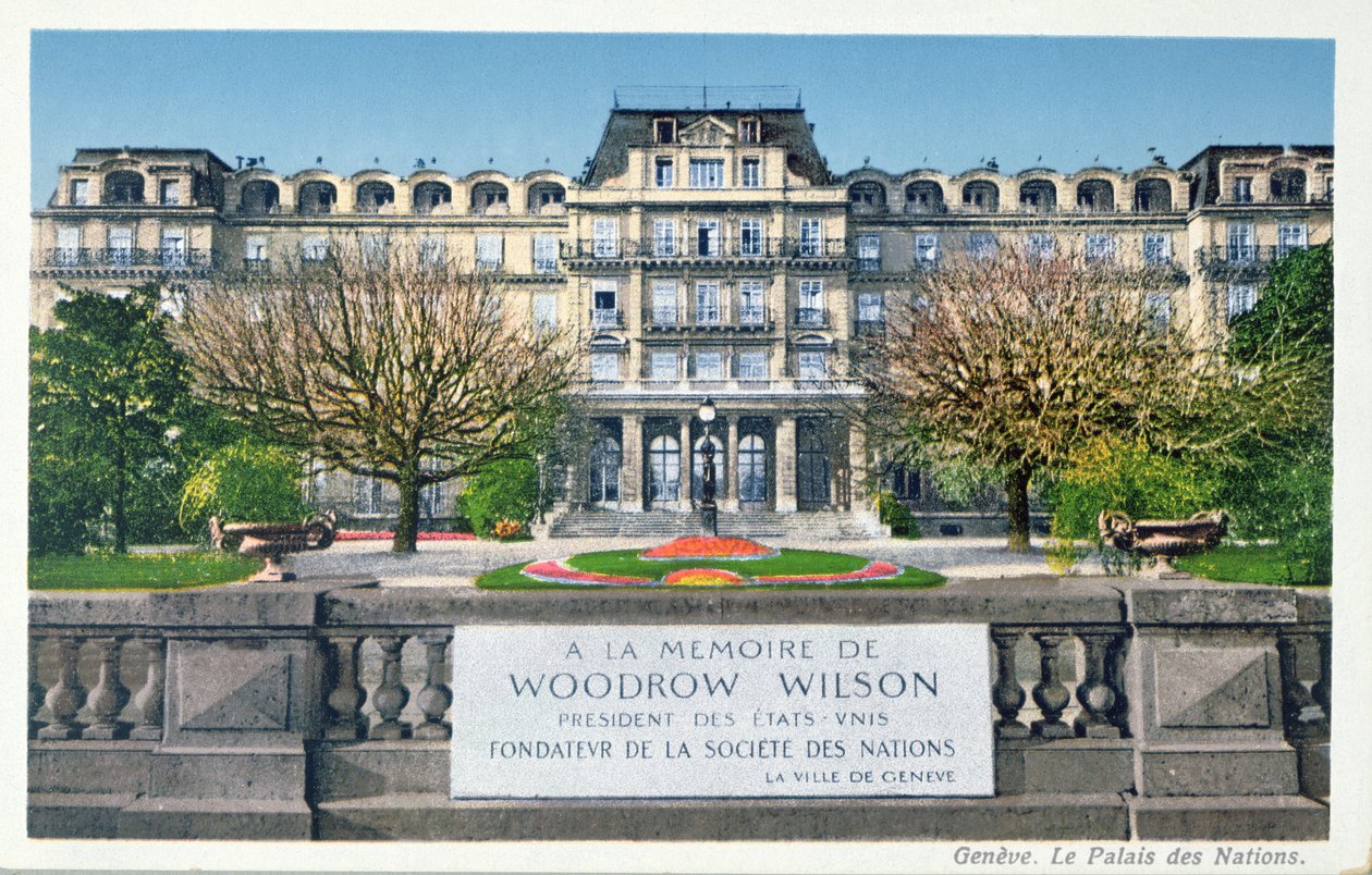 Postkort fra Palais des Nations i Genève, postkort ca. 1924 af Swiss School