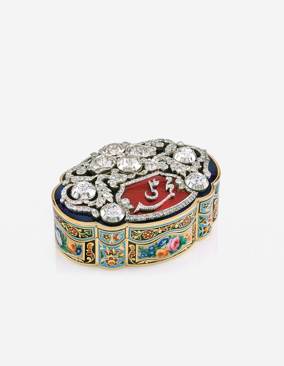 Præsentation af snusboks til det østlige marked, Genève, ca. 1830 (guld med emalje og juveler) af Swiss School