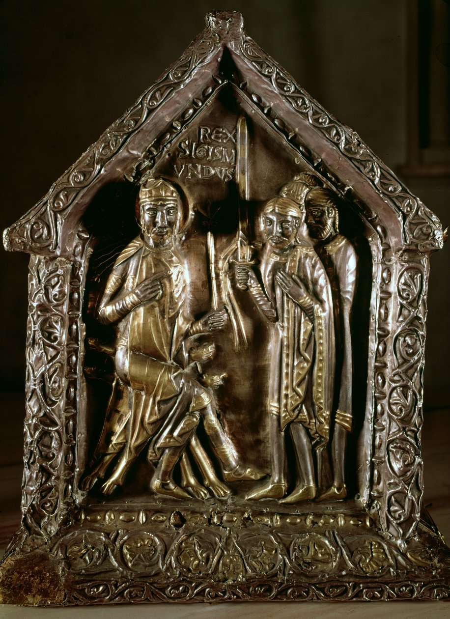 Reliquiekiste af sønnerne af Sankt Sigismund, 12.-13. århundrede (guld og sølv) af Swiss School