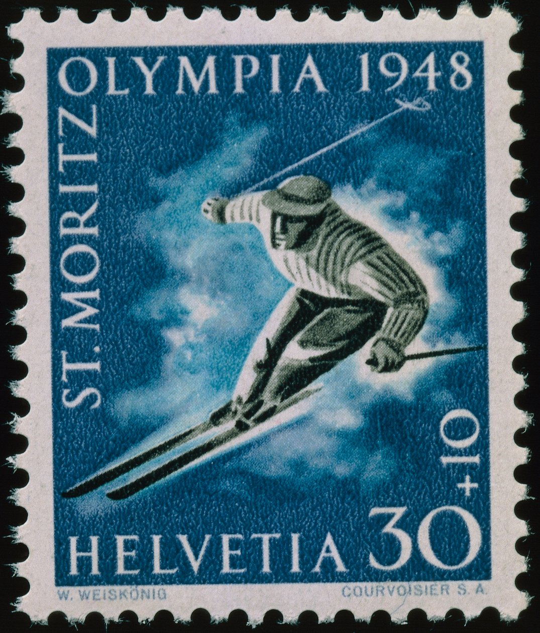 Frimærke til minde om vinter-OL i 1948 af Swiss School
