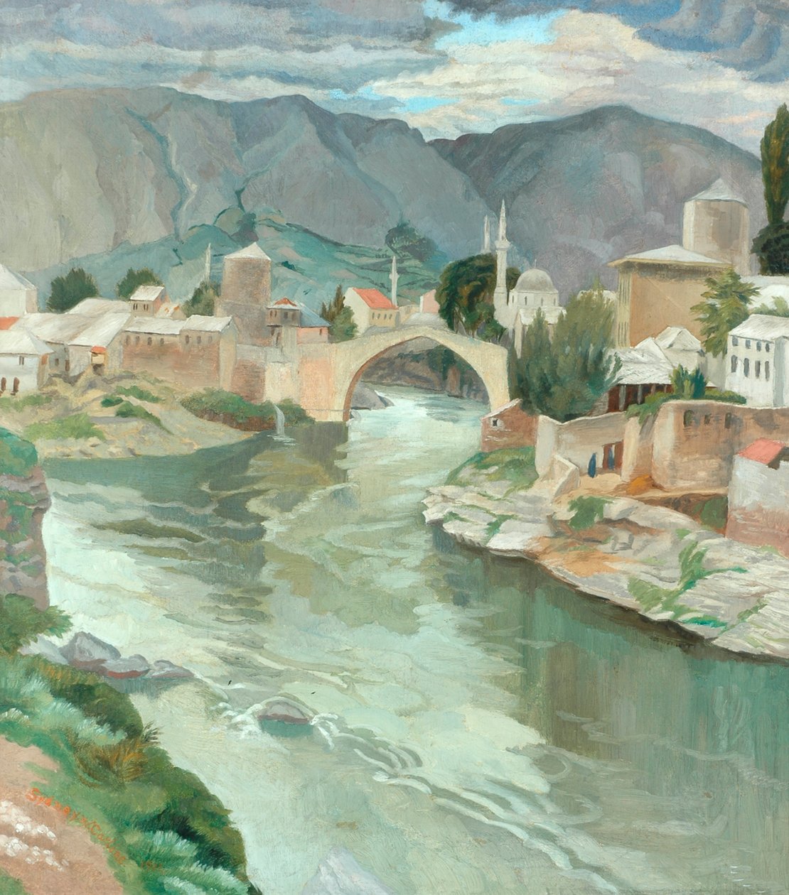 Mostar, Hercegovina, 1922 af Sydney Carline
