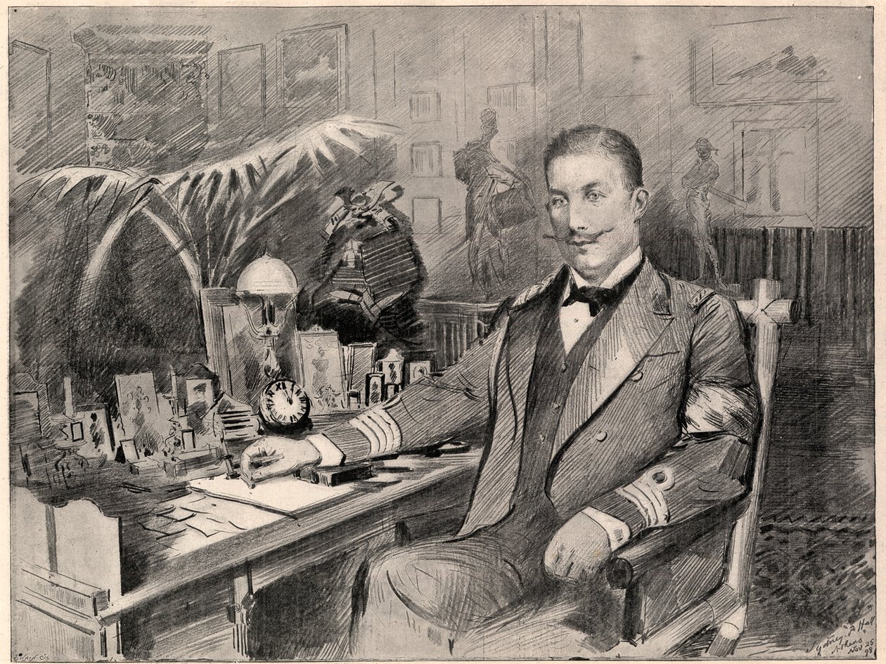 Prins George af Grækenland og Danmark, højkommissær for Kreta, hjemme i Athen, 1898. af Sydney Prior Hall