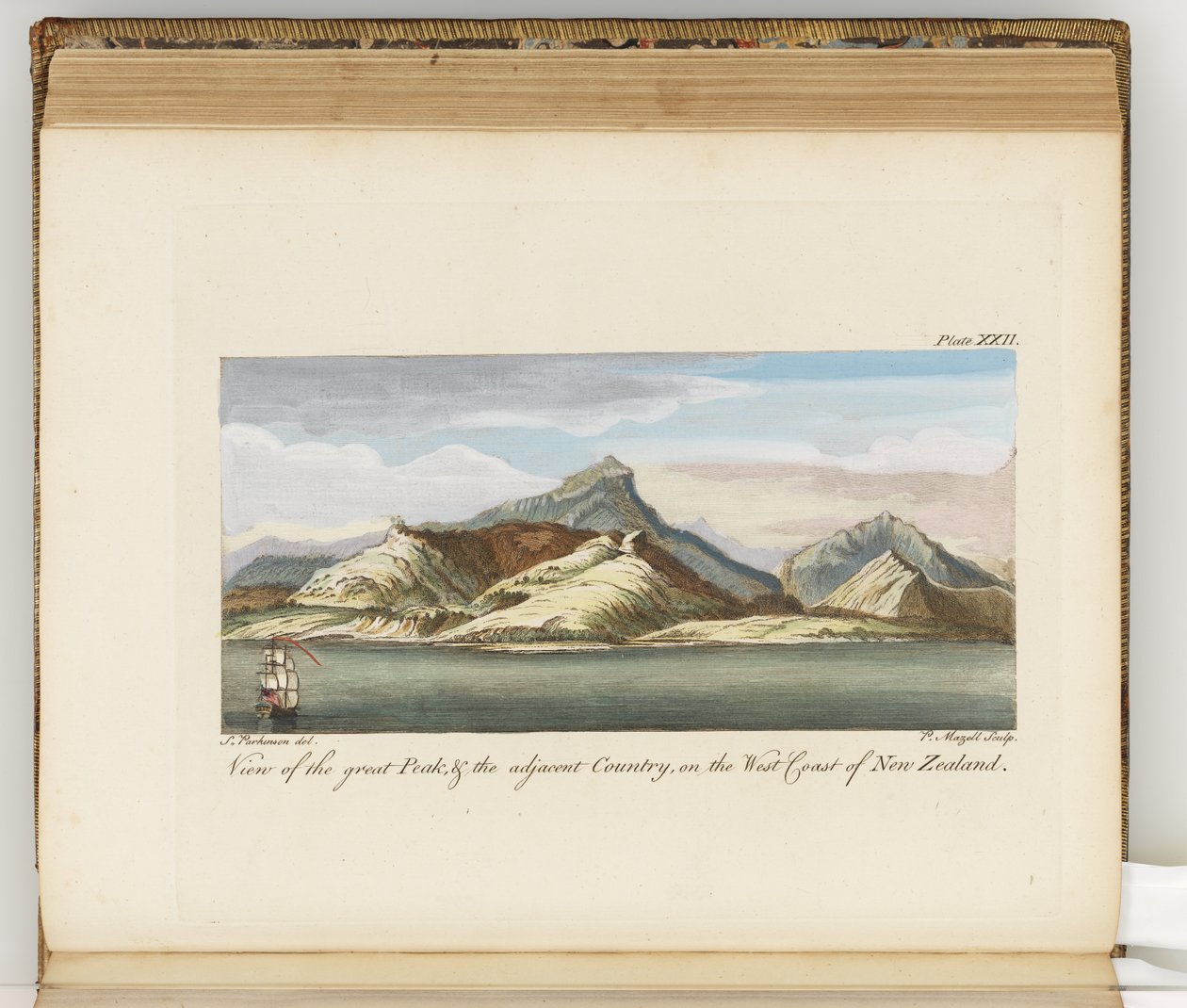 View of the Great Peak, illustration fra A journal of a voyage to the South Seas: in His Majestys ship, the Endeavour, 1794 (håndkoloreret gravering) af Sydney
