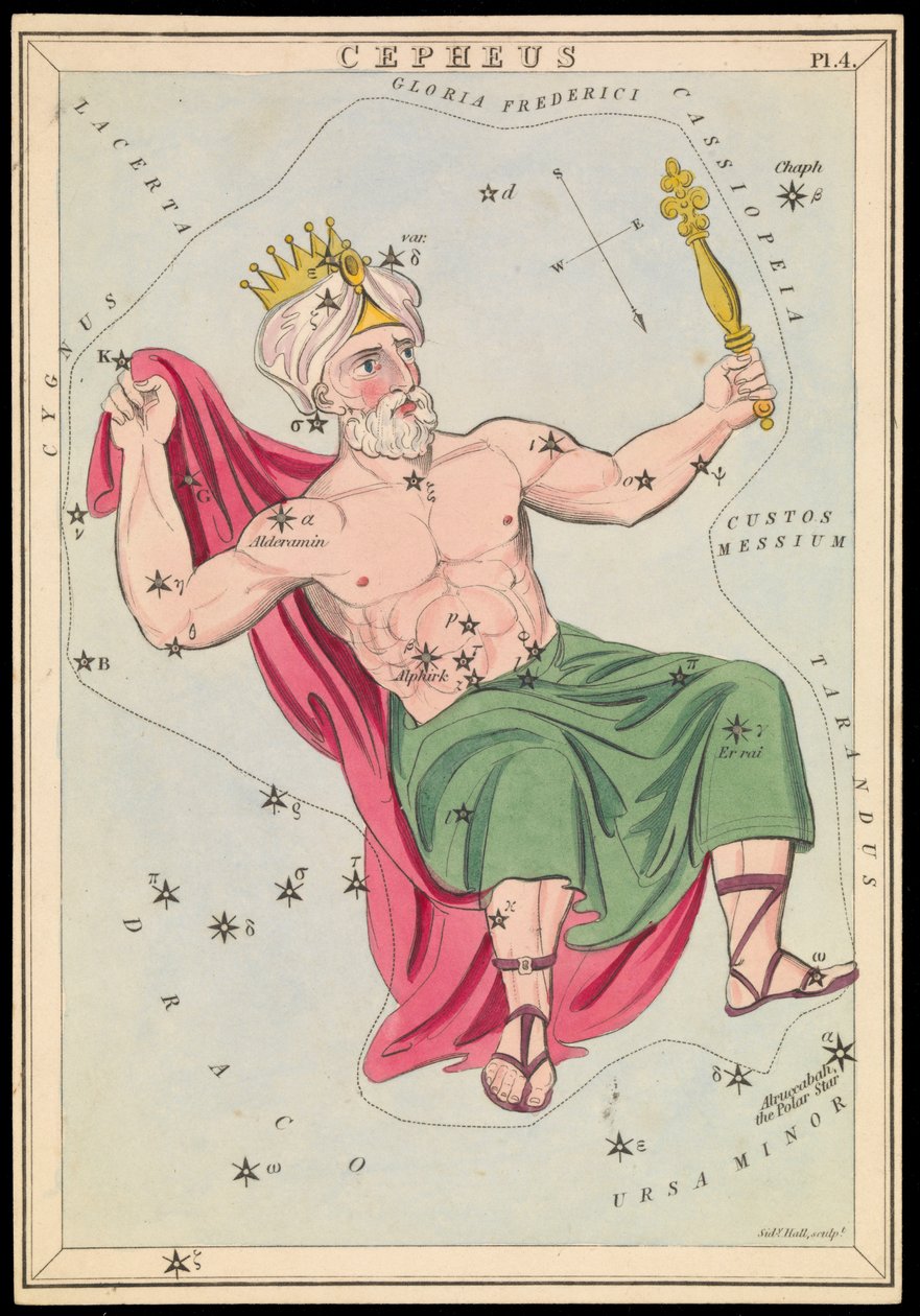 Cepheus, ca. 1825 (kort, papir, væv) af Sydney Hall